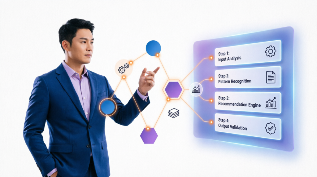 Human guiding an AI agent through a workflow